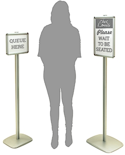 Queue Here or Wait to be seated sign
